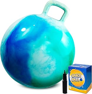 INPODAK Space Hopper for Kids 8 to 12, 22 Inches Hopping Ball for Age 9 10 11, Jumping Ball with Handle, Hop Ball Toy for Child Boys Girls Indoor Outdoor Garden Yard Game