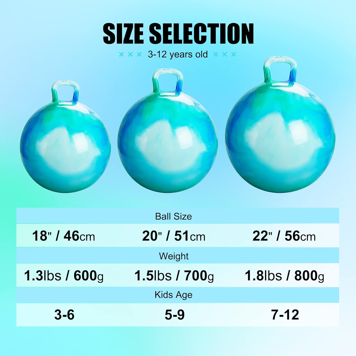 INPODAK Space Hopper for Kids 8 to 12, 22 Inches Hopping Ball for Age 9 10 11, Jumping Ball with Handle, Hop Ball Toy for Child Boys Girls Indoor Outdoor Garden Yard Game-6