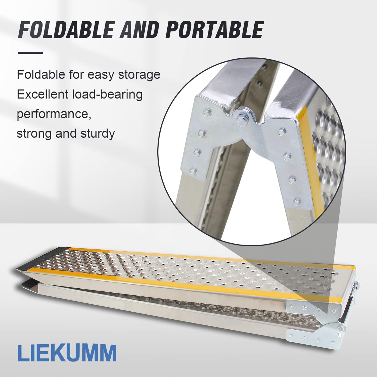 LIEKUMM Loading Ramp, 200 X21.5 cm Foldable Motorbike Loading Ramp, 300KG Capacity Aluminum Motorcycle Ramp for Van, ATV, Quad Bike, Truck-4