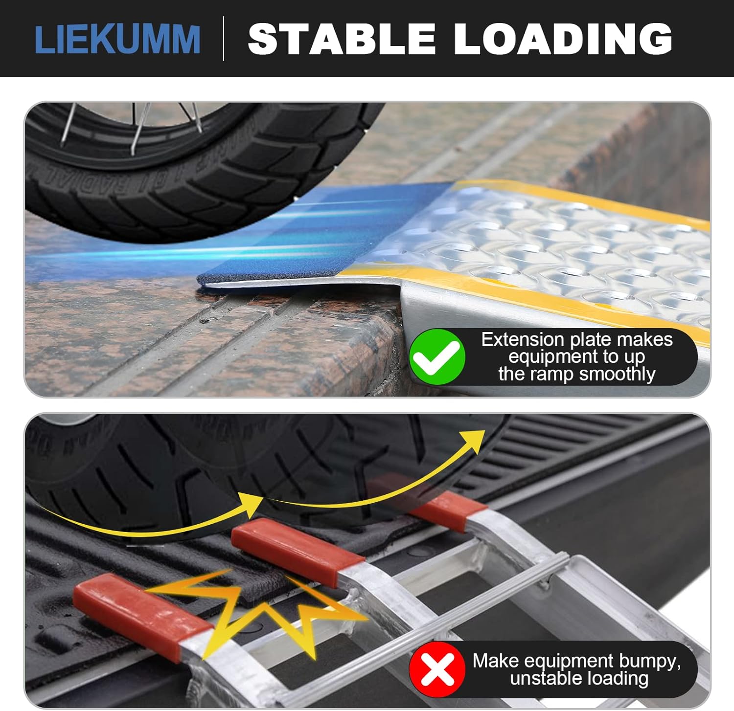 LIEKUMM Loading Ramp, 200 X21.5 cm Foldable Motorbike Loading Ramp, 300KG Capacity Aluminum Motorcycle Ramp for Van, ATV, Quad Bike, Truck-5