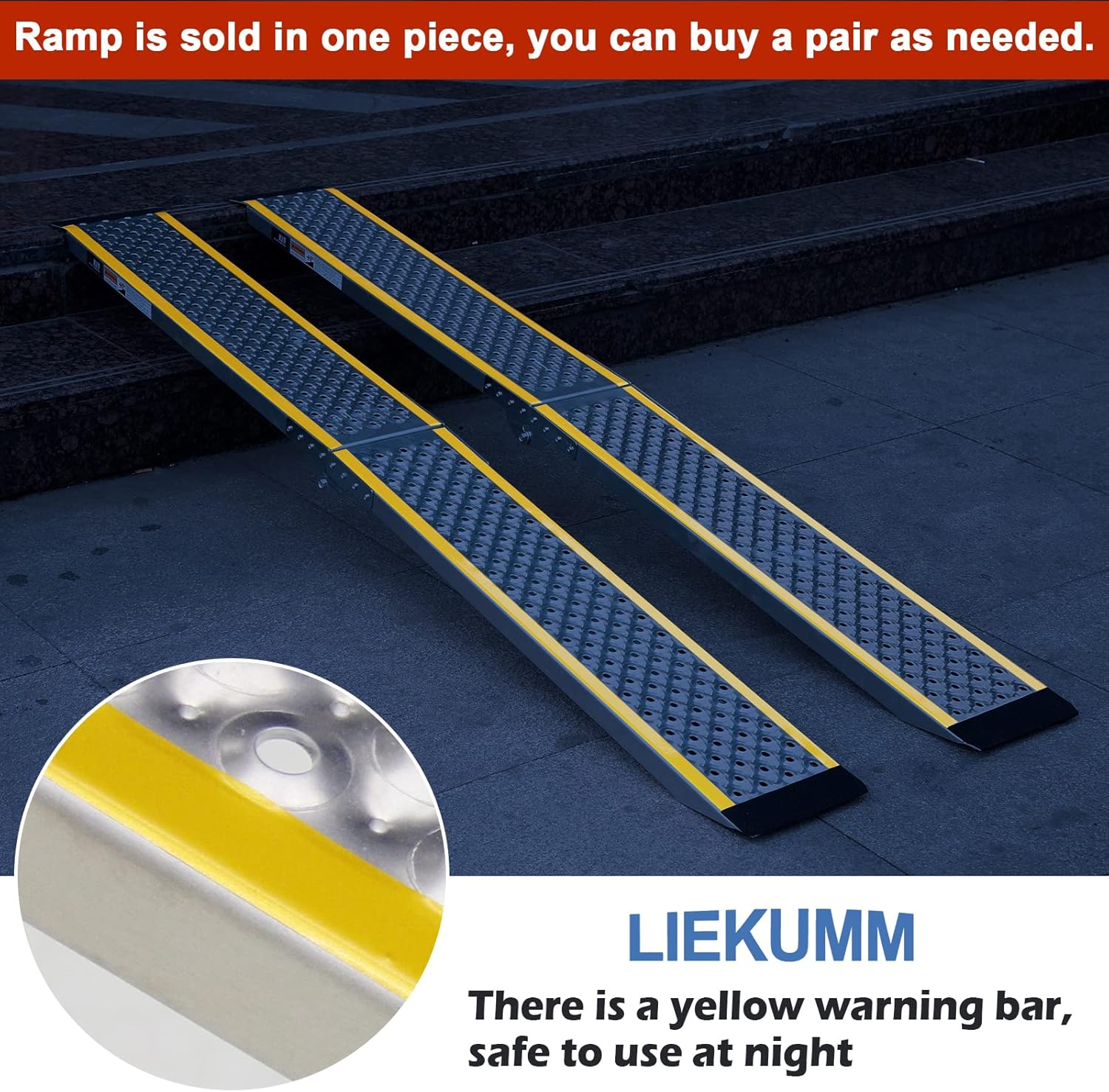 LIEKUMM Loading Ramp, 200 X21.5 cm Foldable Motorbike Loading Ramp, 300KG Capacity Aluminum Motorcycle Ramp for Van, ATV, Quad Bike, Truck-6