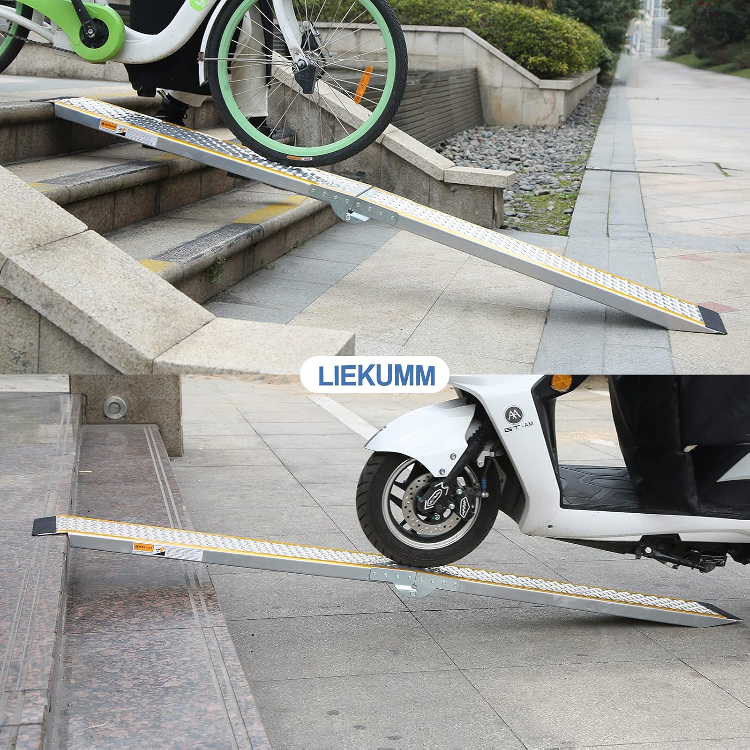 LIEKUMM Loading Ramp, 200 X21.5 cm Foldable Motorbike Loading Ramp, 300KG Capacity Aluminum Motorcycle Ramp for Van, ATV, Quad Bike, Truck-7