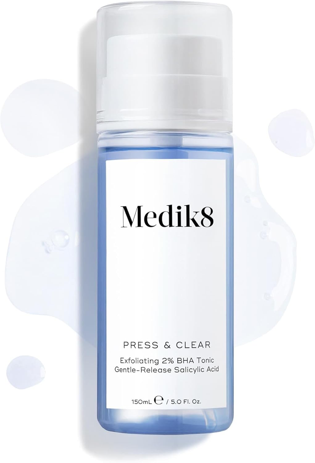 Medik8 Press & Clear - Exfoliating 2% BHA Clarifying Toner - Salicylic & Tranexamic Acid - Reduces Blemishes, Blackheads & Oiliness - 150ml-0