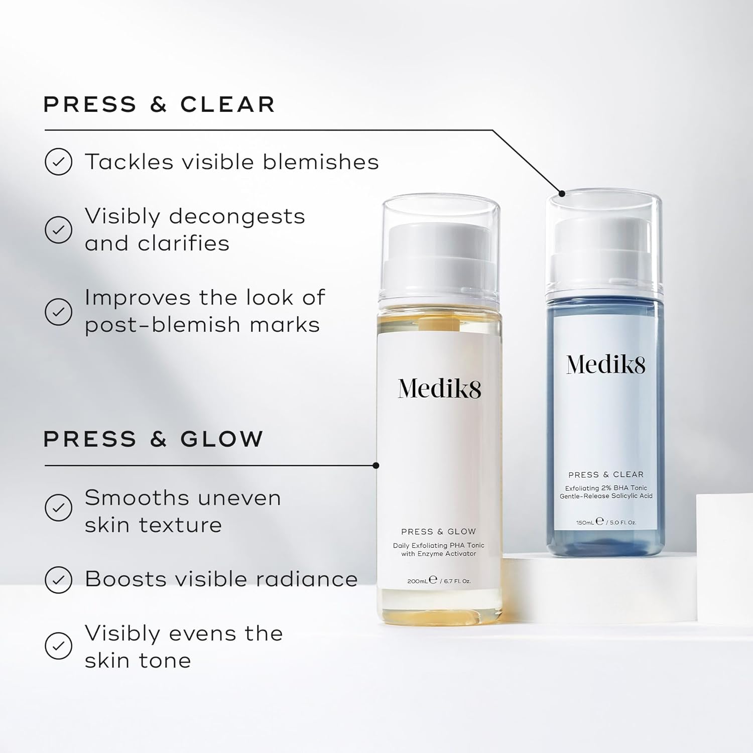 Medik8 Press & Clear - Exfoliating 2% BHA Clarifying Toner - Salicylic & Tranexamic Acid - Reduces Blemishes, Blackheads & Oiliness - 150ml-4