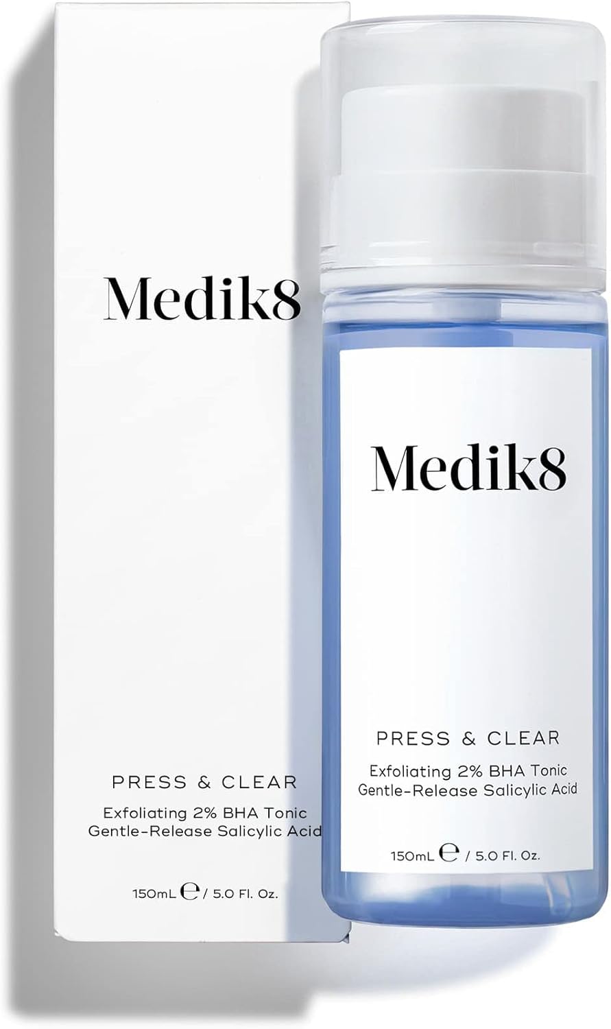 Medik8 Press & Clear - Exfoliating 2% BHA Clarifying Toner - Salicylic & Tranexamic Acid - Reduces Blemishes, Blackheads & Oiliness - 150ml-6