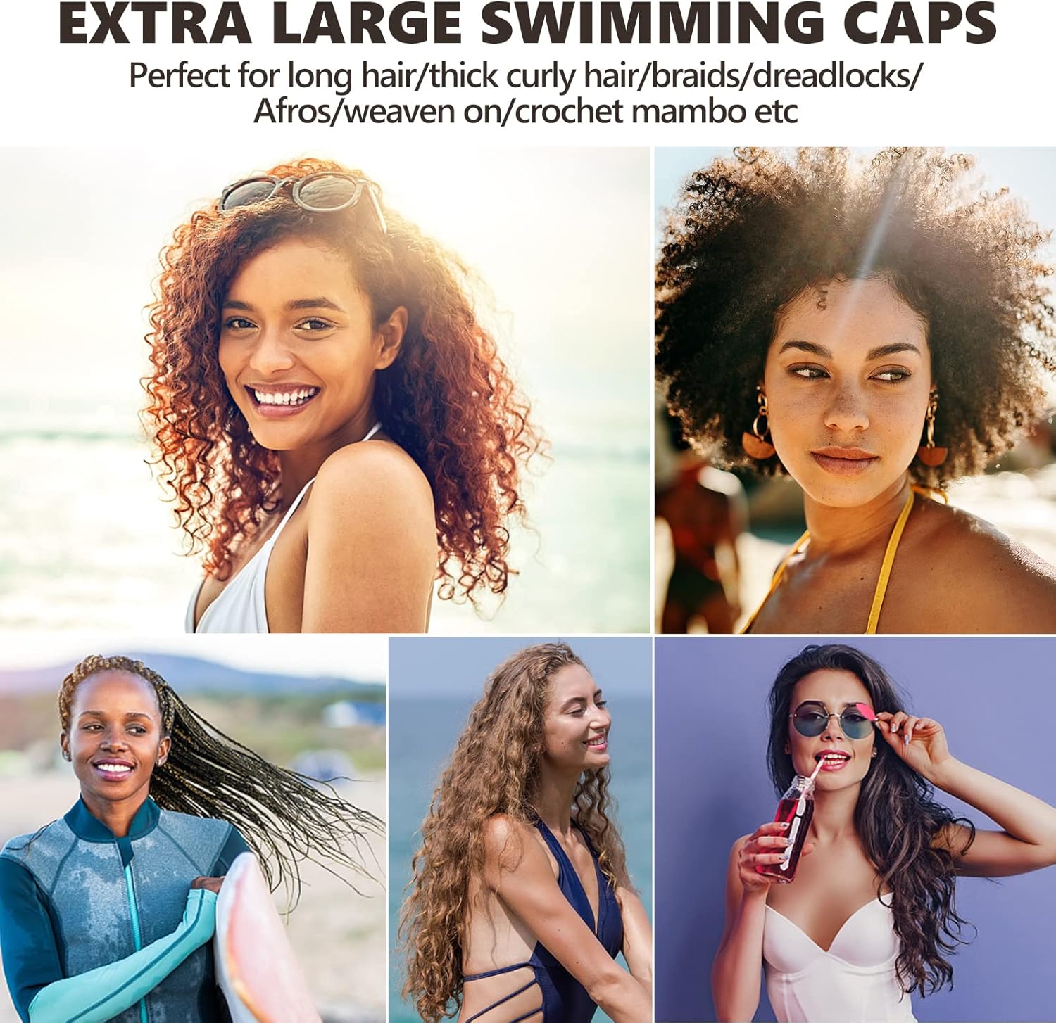 Extra Large Swimming Cap for Long Hair - Swim Cap Designed for Dreadlocks, Weaves, Hair Extensions, Braids, Curls & Afros - Swimming Hat Women & Men - Silicone Adult Swimming Cap-5