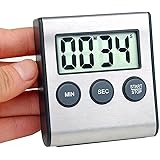 Kyzistn Kitchen Timer, Digital Kitchen Timer Magnetic Countdown Kitchen Timer with Loud Alarm Stainless Steel Timer for Kitchen Cooking, Baking,Sports Games(AAA Battery Included)