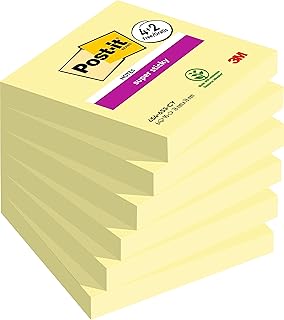 Post-it Super Sticky Notes, Double the Sticking Power, 6 Pads, 540 Sheets, 76 mm x 76 mm - School and Office Supplies, Self Stick Notes for Boards, Monitors & Walls