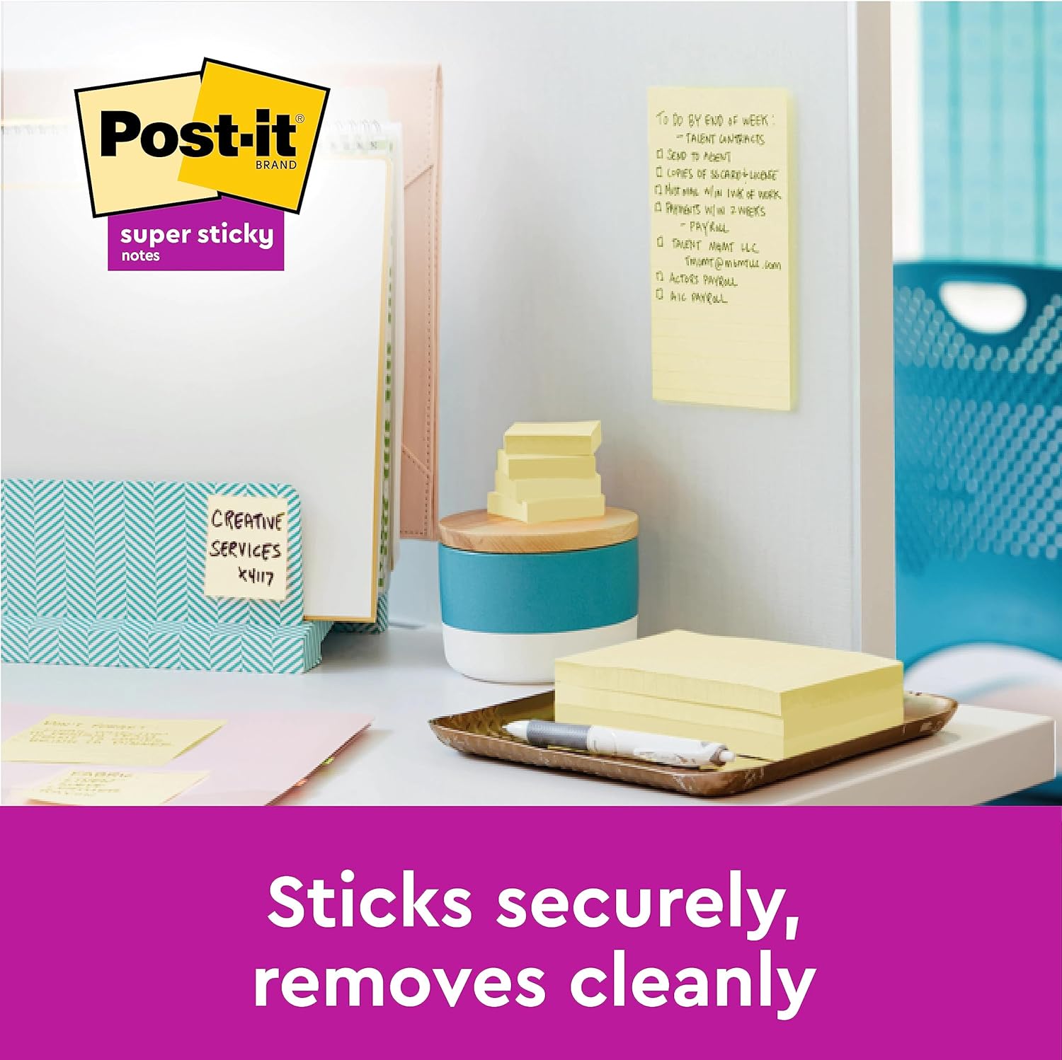 Post-it Super Sticky Notes, Double the Sticking Power, 6 Pads, 540 Sheets, 76 mm x 76 mm - School and Office Supplies, Self Stick Notes for Boards, Monitors & Walls-1