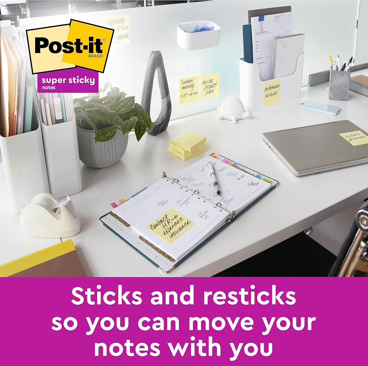 Post-it Super Sticky Notes, Double the Sticking Power, 6 Pads, 540 Sheets, 76 mm x 76 mm - School and Office Supplies, Self Stick Notes for Boards, Monitors & Walls-6