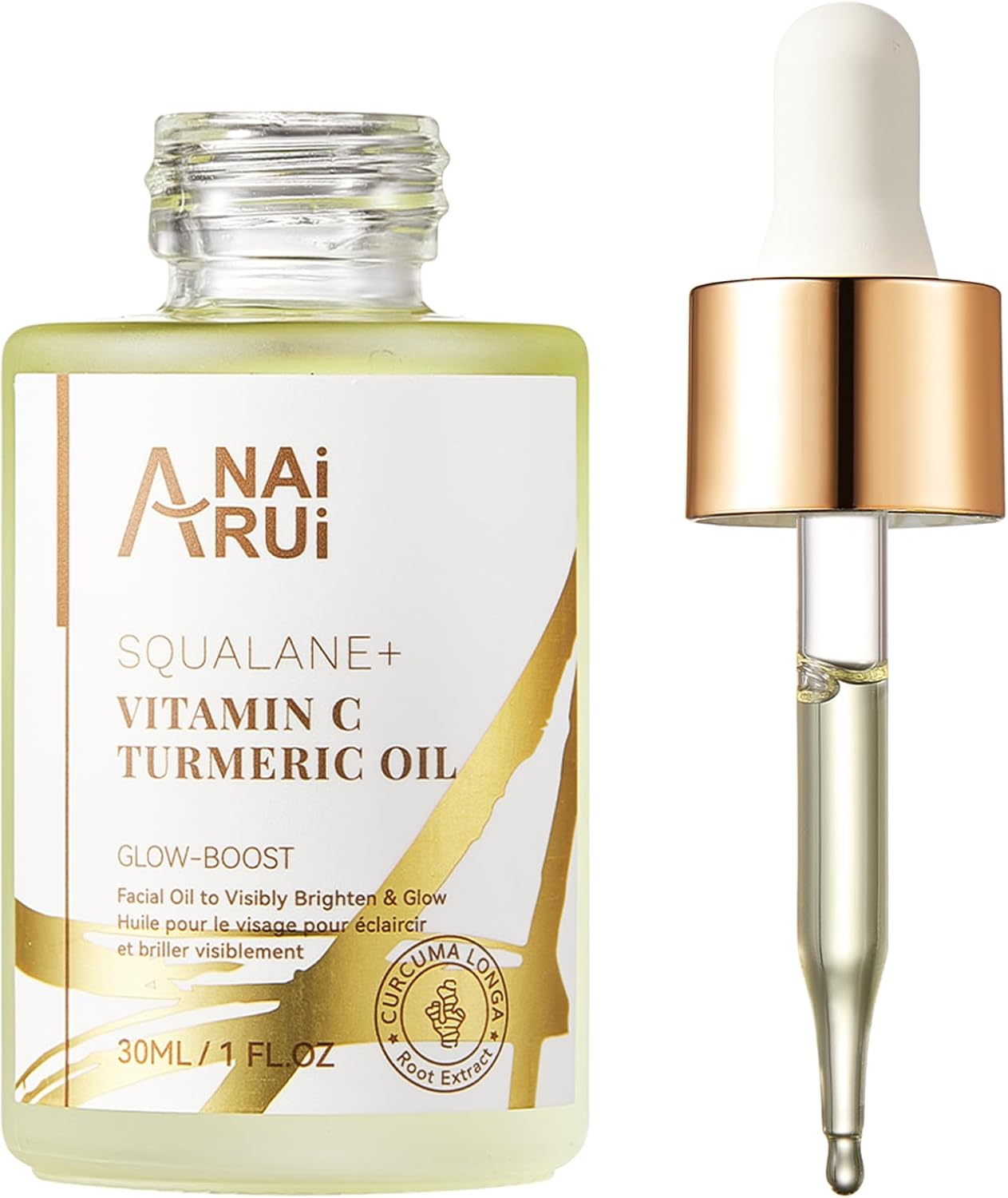 ANAiRUi Vitamin C Facial Oil with Squalane Oil, Turmeric Oil - Glow Oil for Face - Anti-ageing, Brighten Skin Face Oil - Natural Face Oil for Dry Skin, Hair, Cuticles, Dry Hands and Feet, 30ml-8