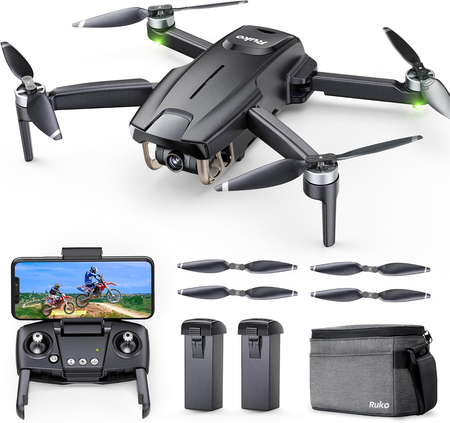 Ruko F11MINI Drone, Under 250g Drone with Camera, 2 Batteries 60 Min Flight Time, Foldable and Lightweight, 5GHz WiFi, GPS Auto Return, Follow Me Drone, Points of Interest for Beginner Adult-0