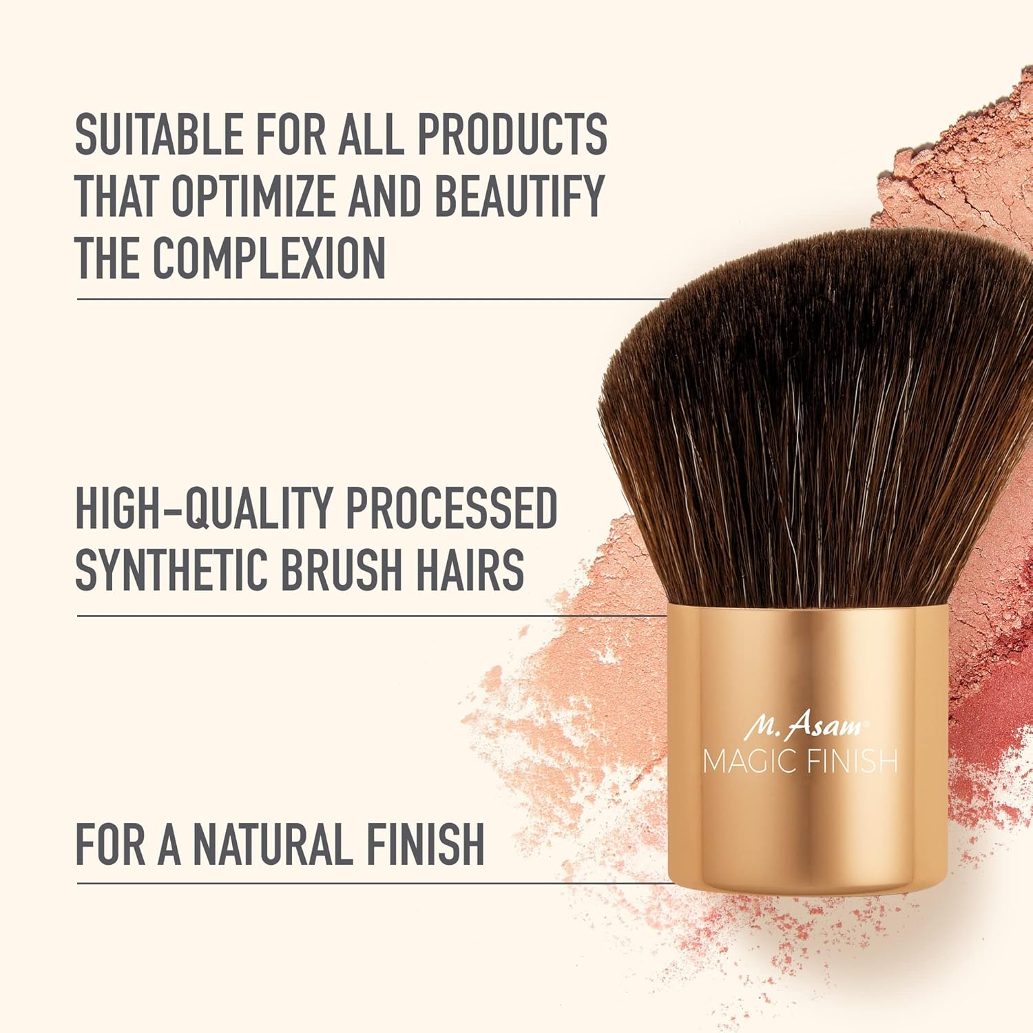 M. Asam Magic Finish Kabuki Brush - Compact, Angled Makeup Brush - Perfect for Makeup, Loose Powder, Foundation, Blush, Bronzer & Highlighter-1