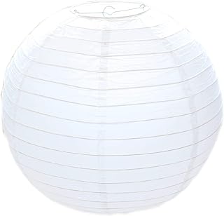 KARRMA 2 x White Paper Lampshade - Classic Bamboo Style Ribbed Paper Lantern Lamp Shade (50 CM)