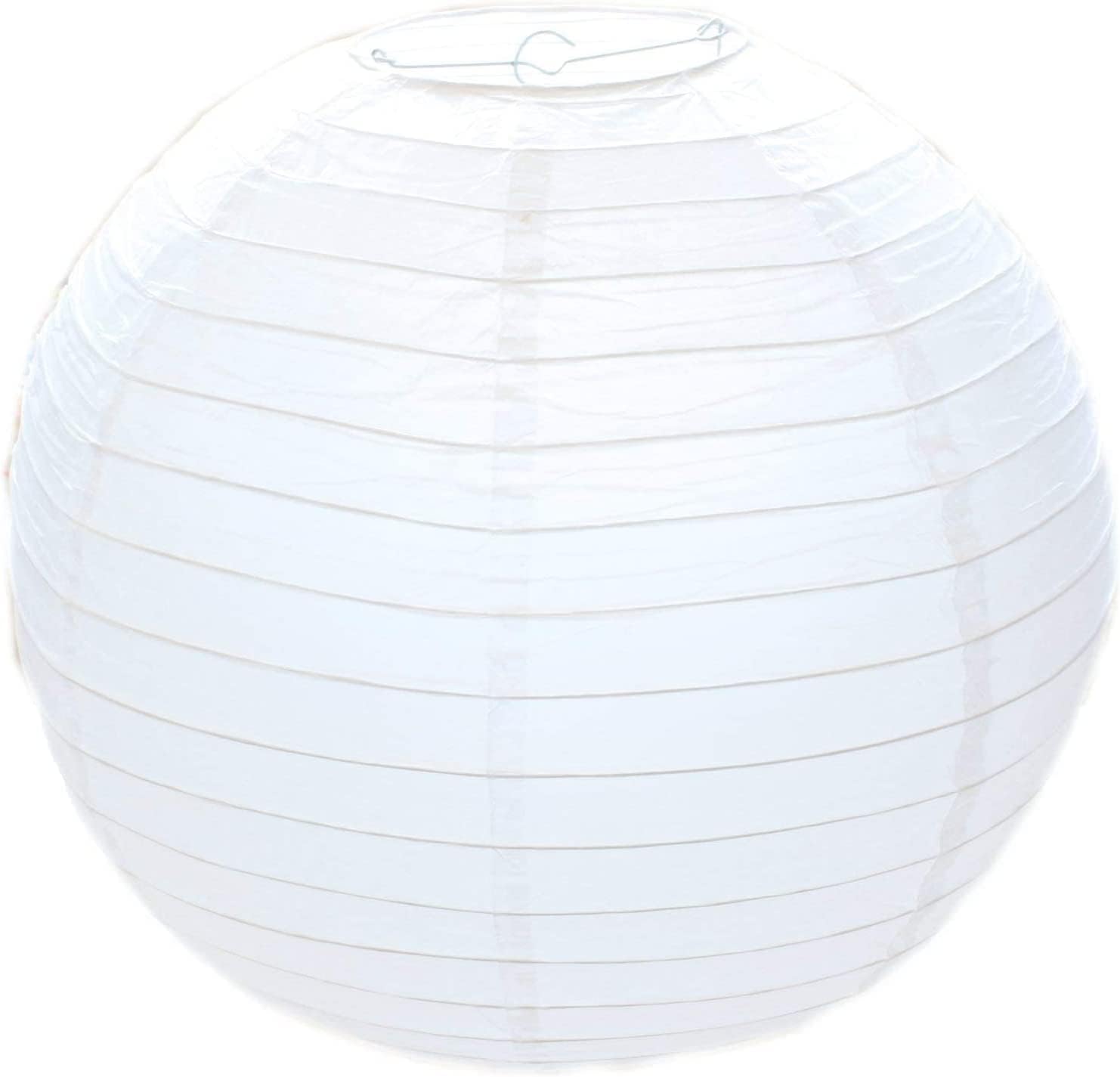 KARRMA 2 x White Paper Lampshade - Classic Bamboo Style Ribbed Paper Lantern Lamp Shade (50 CM)-0