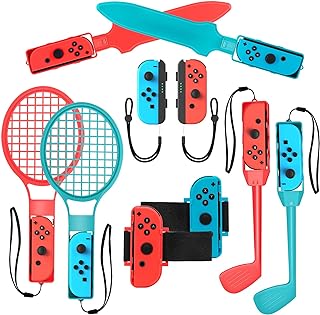 2024 Switch Sports Accessories Bundle for Nintendo Switch Games , 10-in-1 Family Party Pack Game Accessories Set Kit for Switch OLED Sports Games