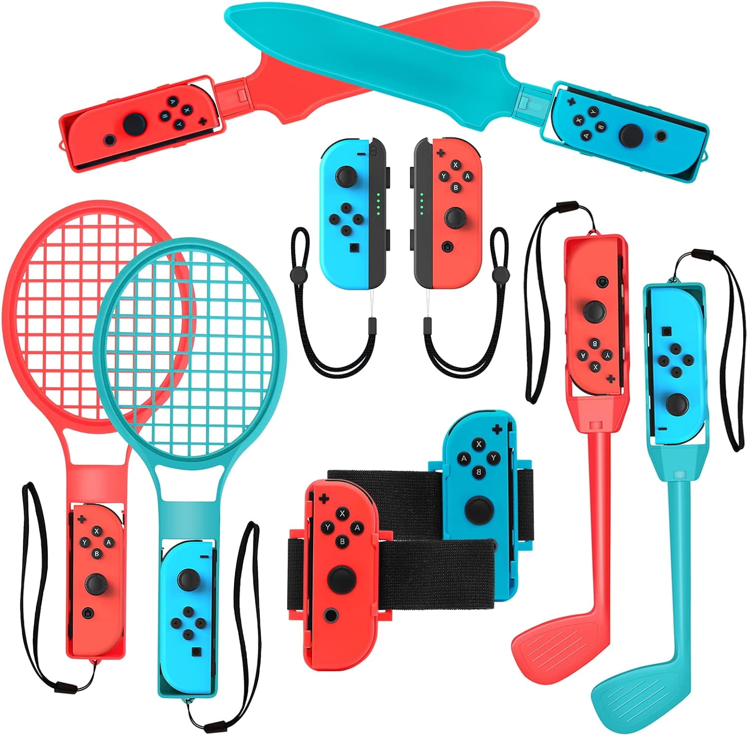 2024 Switch Sports Accessories Bundle for Nintendo Switch Games , 10-in-1 Family Party Pack Game Accessories Set Kit for Switch OLED Sports Games-0