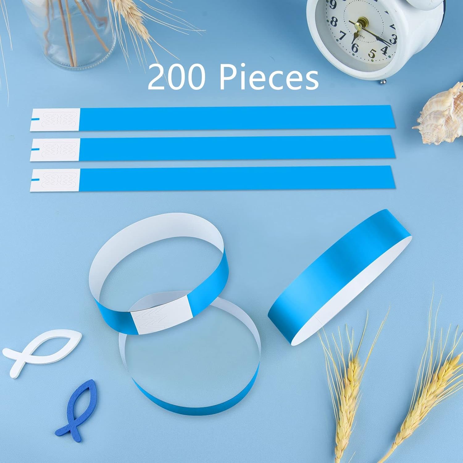 ASTARON Event Wristbands 200 Pcs Paper Wristbands for Events Waterproof Event Bracelets Arm Bands Blue Party Wristbands for Events Clubs Lightweight Concert Wristbands-2