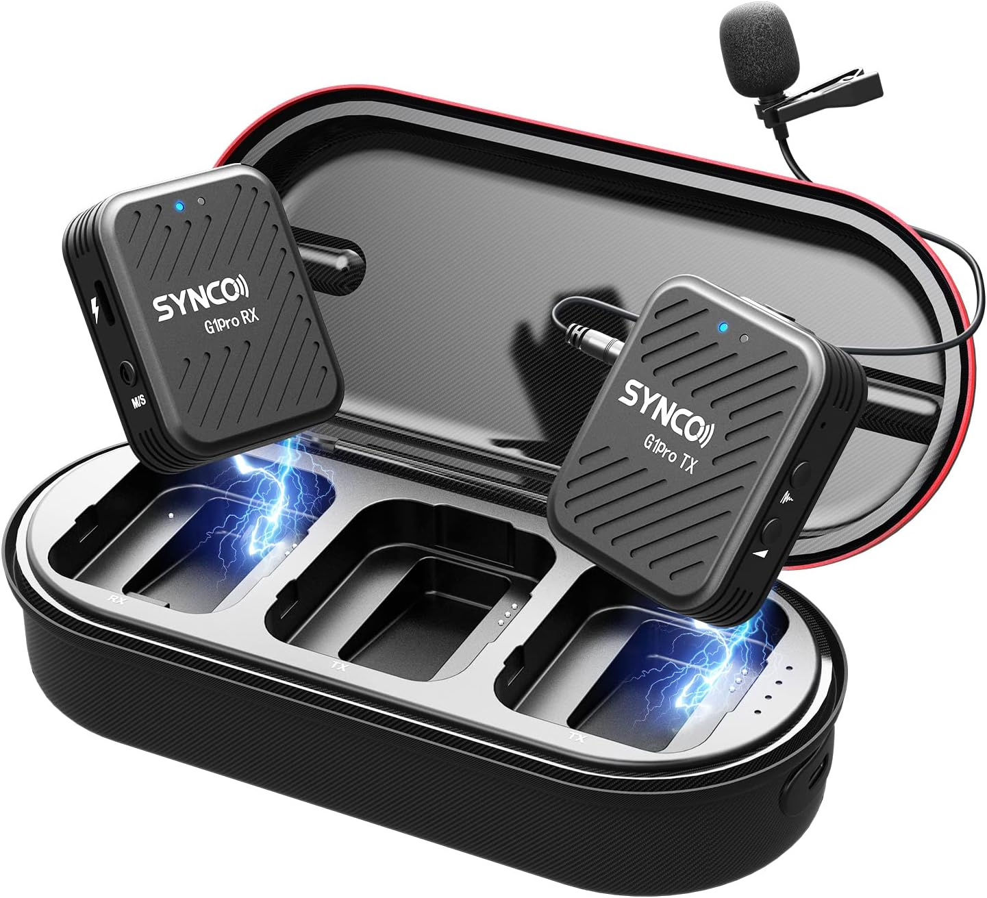 SYNCO G1(A1) Pro Wireless Lavalier Microphone, 2.4GHz Frequency Digital Auto-Pairing 150m Range 3.5mm TRS Earphone Jack USB Type C Charging 24Hrs Continuous Working Time-0