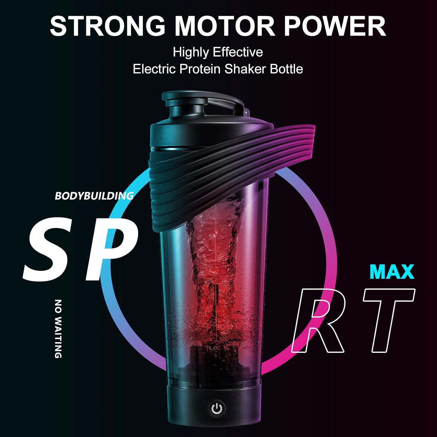 Sports Shaker Cup Portable Protein Electric Shaker Shaker Bottle, Large Capacity, Made of Premium Tritan, 100% BPA Free, 28 oz / 800ml for Protein Shakes (Black)-1