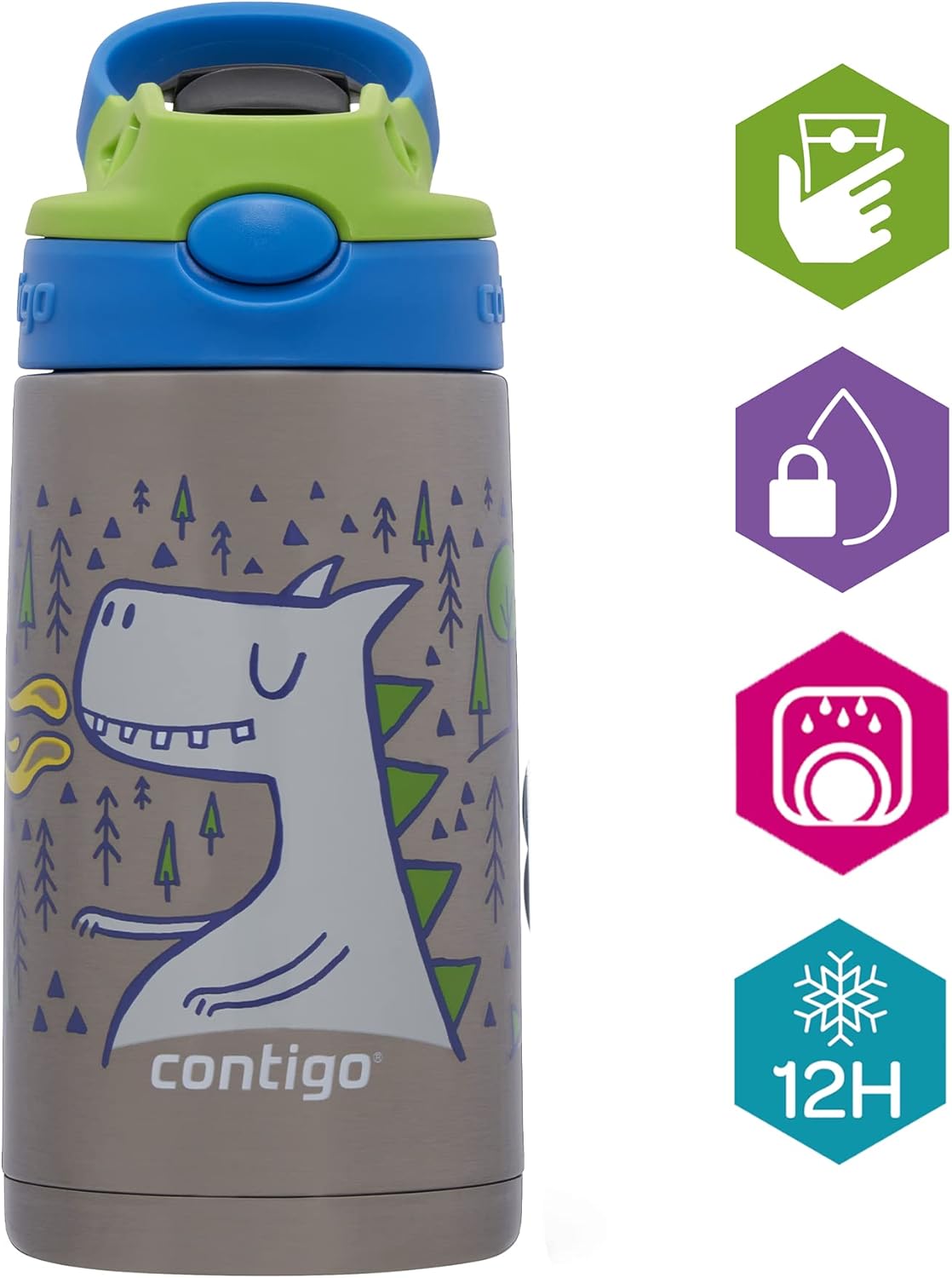 Contigo Kids Water Bottle Easy Clean Autospout with Straw, BPA-Free Durable Water Bottle, 100% Leak-Proof, Easy Cleaning, Ideal for Nursery, School and Sports, 420 ml-1