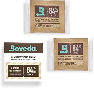 Boveda 84% Two-Way Humidity Control Packs for Woodwind Reeds – Size 8 – 2 Pack – Moisture Absorbers – Protects Against Drying & Spliting – Individually Wrapped Reed Humidifiers for Day-of Performance