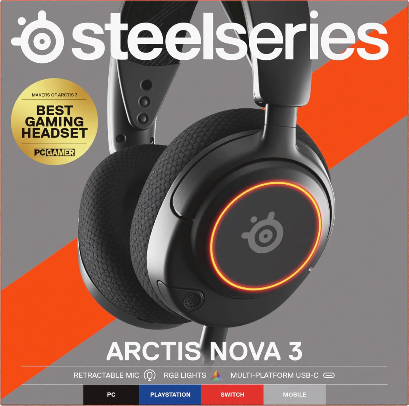 SteelSeries Arctis Nova 3 USB-C Gaming Headset for PC, PS4, PS5 & Switch - RGB Lights - Hi-Fi Drivers - 360° Spatial Audio - AirWeave Memory Foam Earcups - Super Lightweight - ClearCast Gen 2 Mic-15