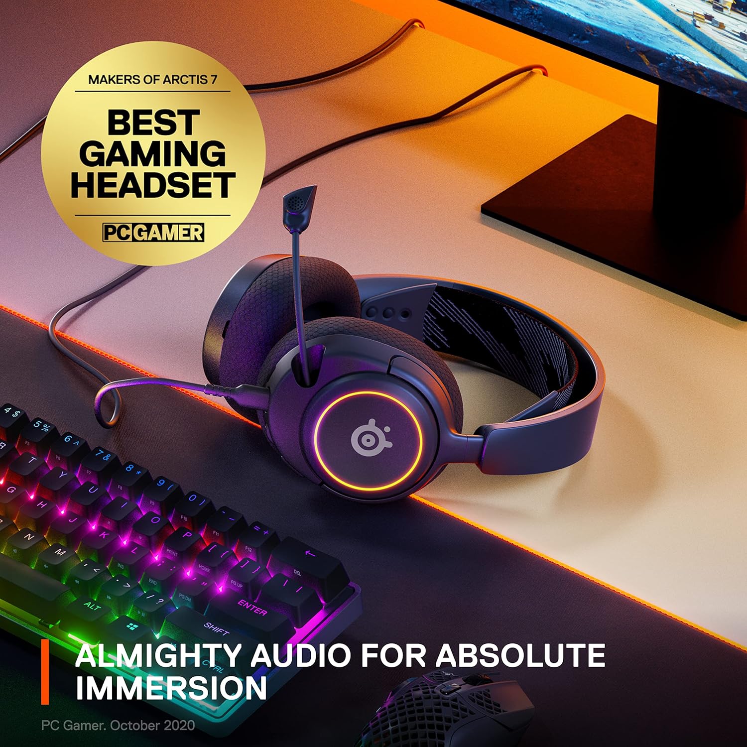 SteelSeries Arctis Nova 3 USB-C Gaming Headset for PC, PS4, PS5 & Switch - RGB Lights - Hi-Fi Drivers - 360° Spatial Audio - AirWeave Memory Foam Earcups - Super Lightweight - ClearCast Gen 2 Mic-3