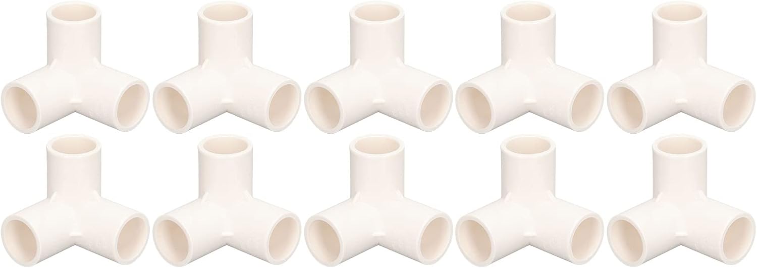 3 Way Pipe Fittings, 10PCS PVC Pipe Connector, 3 Way Pipe Fittings Plastic Tee Fitting Elbow Corner Connector 25mm /1inch Inner Diameter Tee(White)-1