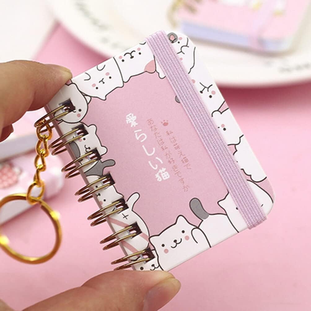 BESPORTBLE Miniature Notebook Keychain Diary Keychain, Mini Pocket Notebook, Small Book Key Ring, Writing Drawing Diary Notepad for Kids Girl Boy 4pcs Mini Notebook Keyring-11