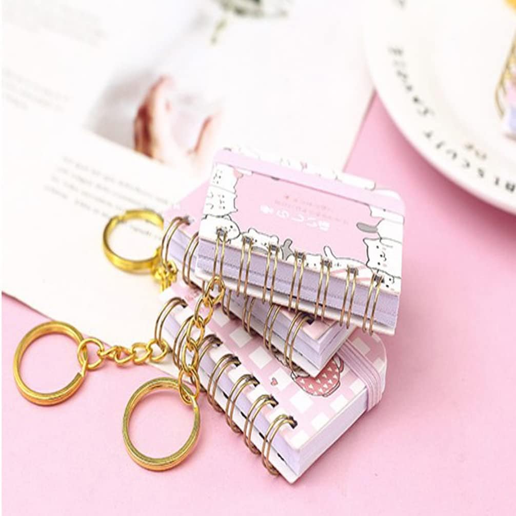 BESPORTBLE Miniature Notebook Keychain Diary Keychain, Mini Pocket Notebook, Small Book Key Ring, Writing Drawing Diary Notepad for Kids Girl Boy 4pcs Mini Notebook Keyring-6