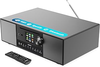 Internet Radio with DAB+ and CD Player | 120W 2.1 Stereo System with Inbuilt Subwoofer | Bluetooth Enabled | Spotify Connect & Podcasts | FM Radio| LED Colour Display | MAJORITY Quadriga (Black)