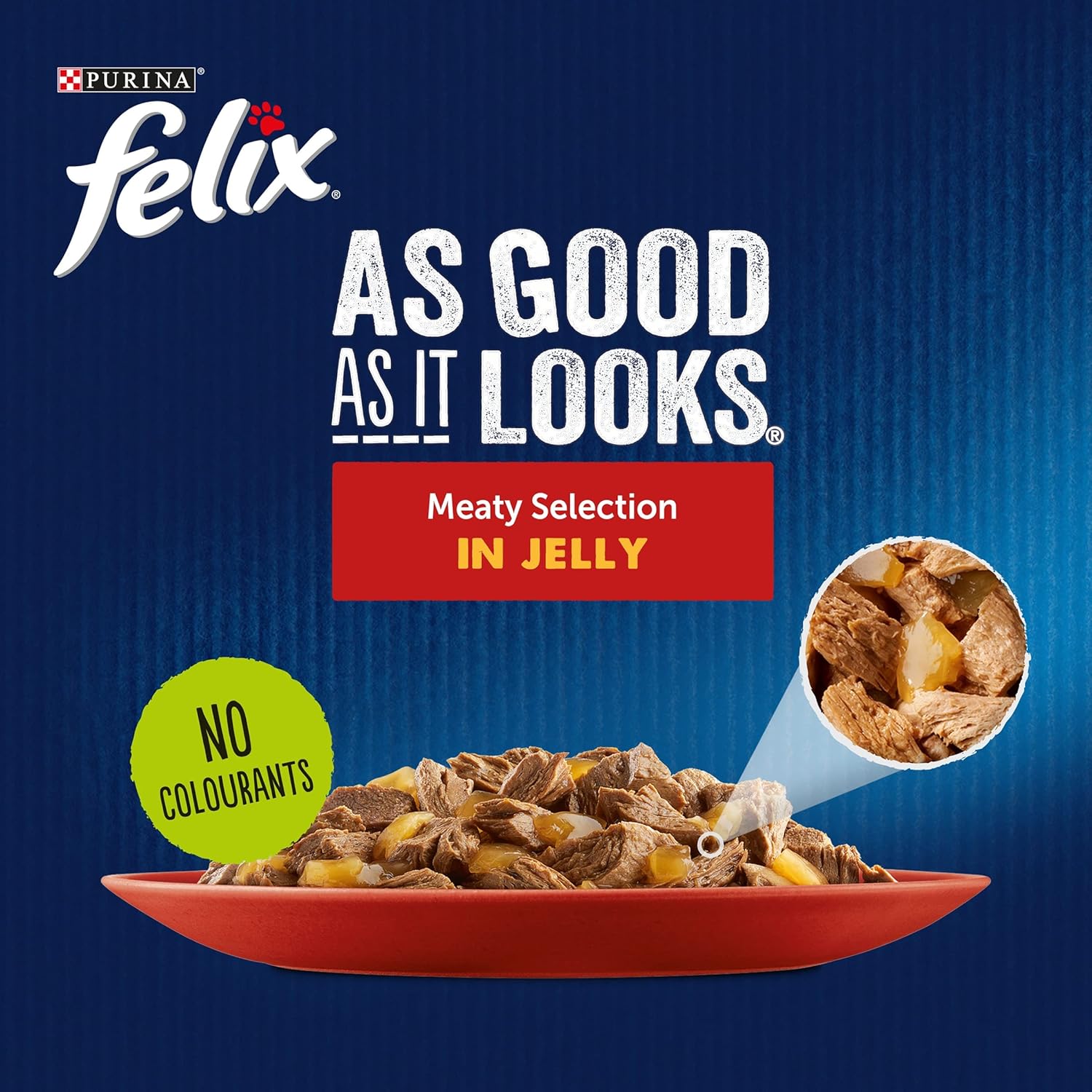 FELIX AS GOOD AS IT LOOKS Meaty Selection in Jelly with beef, with chicken, with lamb, with ham Wet Cat Food Pouch 12x100g, Pack of 4-4