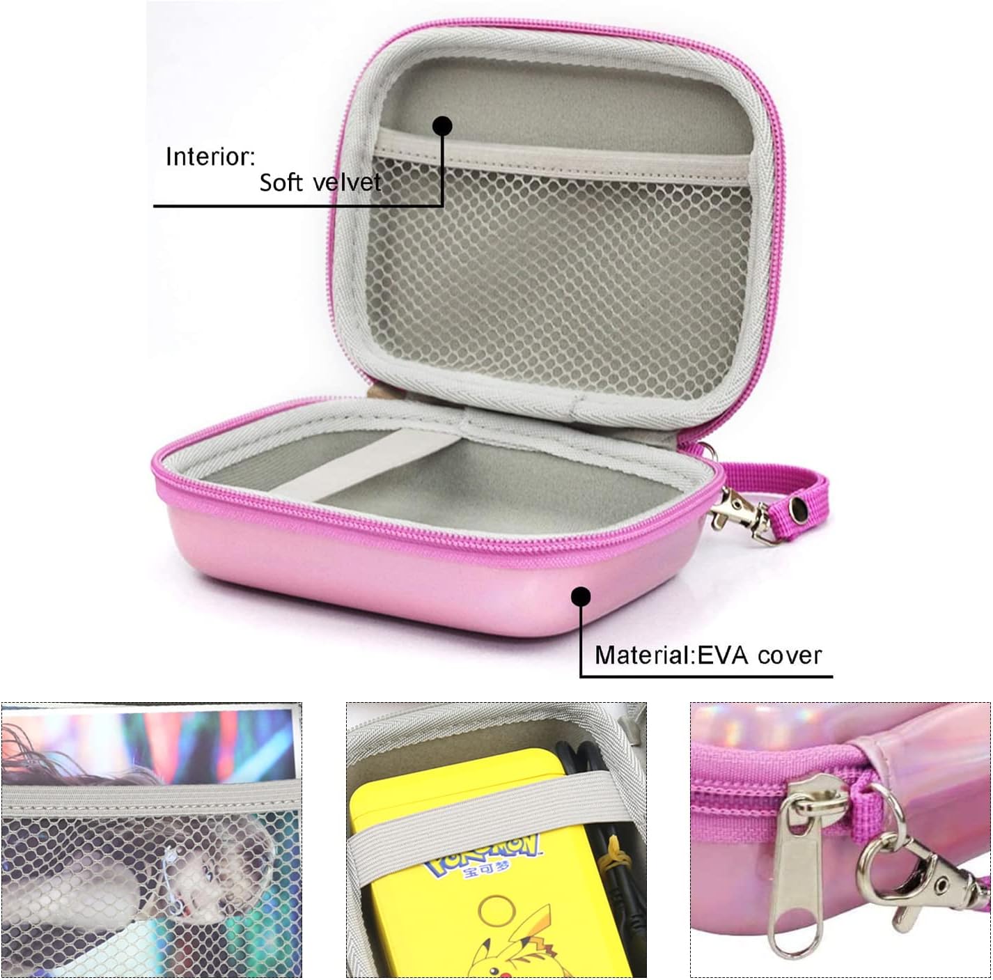 Yerdos Storage Carry Travel EVA Hard Case for Instax Mini Link Smartphone Printer with Elastic Strap（Laser Pink）-2