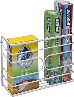 Amtido Wall or Door Mount Kitchen Wrap Box Organiser - For Cling film, Aluminium Foil or other Kitchen Utensils - White (2-Pack)