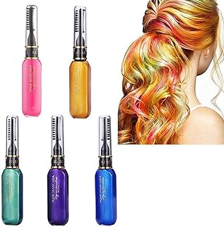 Hair Chalks For Girls,Hair Chalk,Temporary Hair Colour Spray, Hair Mascara,Coloured Hairspray For Kids,Wash In Wash Out Hair Colour,Wash Out Hair Dye For Kids, Blue Green Purple Orange Pink (5PCS)