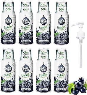 8 Pack - FruttaMax - Fruit Syrup Concentrate - Less Sugar - with 60% Fruit Content - Suitable for soda Machine (8x500ml) (8 x Blackcurrant)