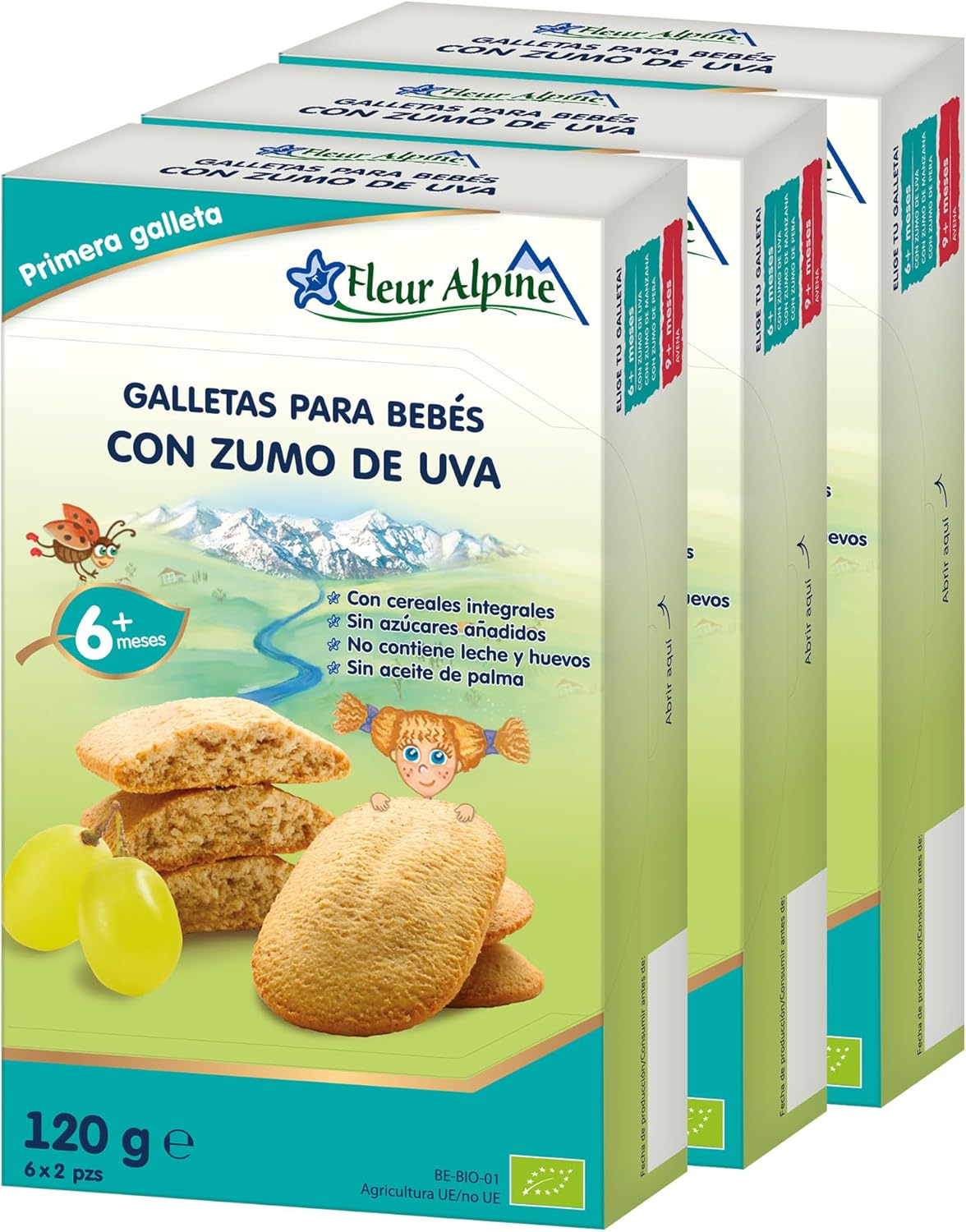 Fleur Alpine Baby Biscuits With Grape Juice - 18x2 Yummy Organic Baby Snacks for Delicious Smooth Breakfast Porridge Or Daytime Snack | Easy Whole Grain Snack Biscuits with No Added Sugar | 6 Mths-1