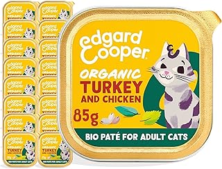 Edgard Cooper Organic Wet Cat Food (Chicken Turkey, 85g x 16), Grain-Free Cat Pate, Cat Cups Full Of Fresh Meat And Natural Ingredients, Suitable For Sterilised And Active Cats, High Protein