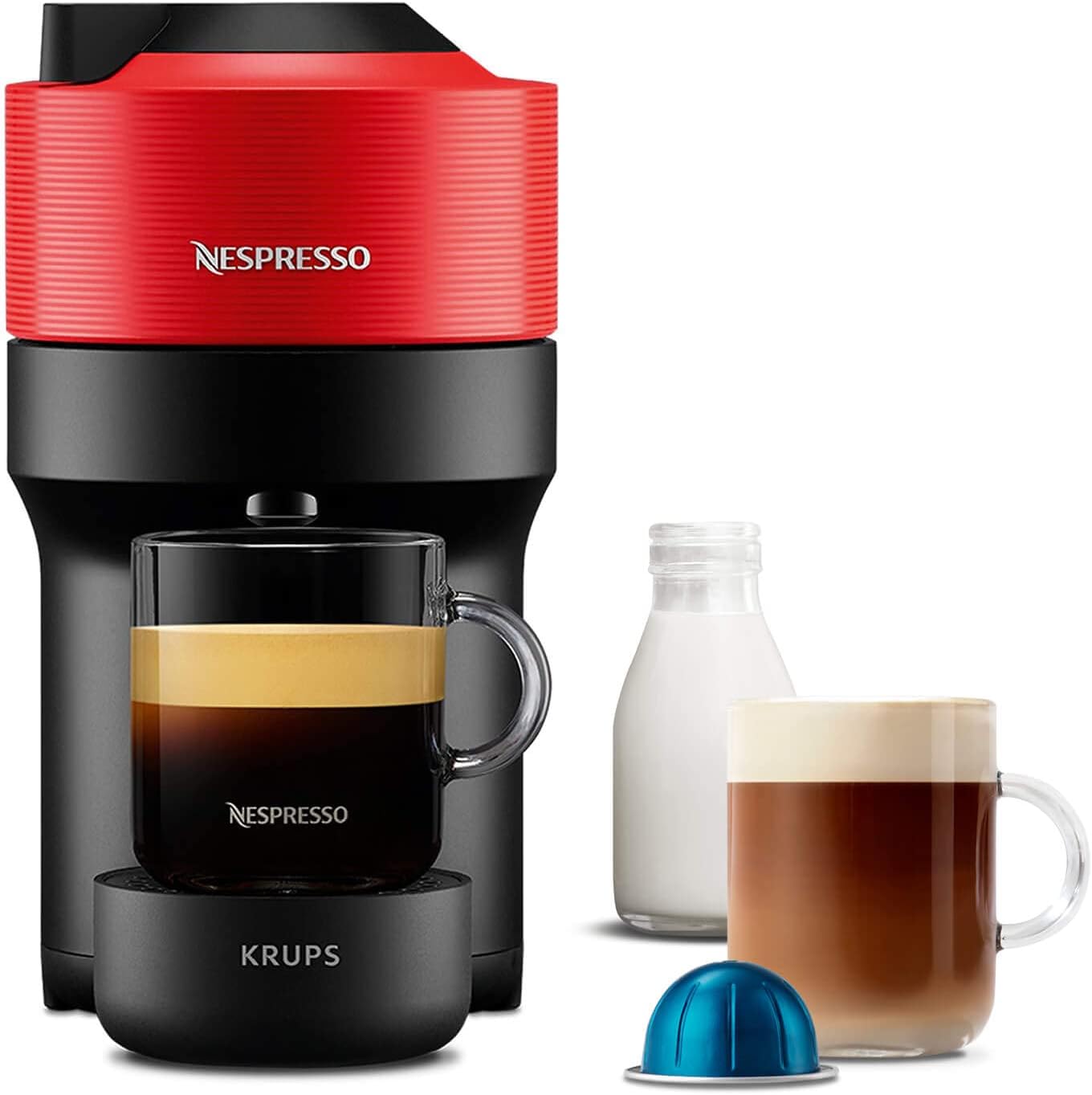 Nespresso Vertuo Pop Coffee Pod Machine by Krups, XN920540, Spicy Red-0