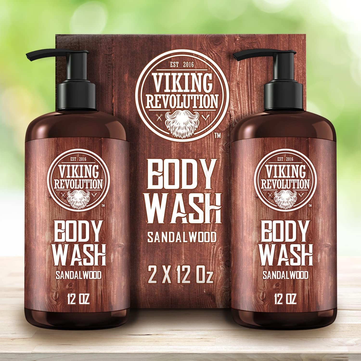 Viking Revolution - Shower Gel Men 340 ml x 2 - Natural Body Wash - Mens Shower Gel with Vitamin E and Rosemary Oil - Smoothes & Moisturises - Sandalwood-4