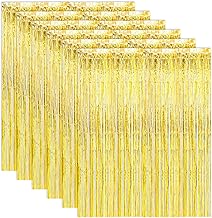 ASelected 6PCS Tinsel Curtains, 1 x 2m Gold Foil Curtain, Fringe Curtains Party Decorations, Curtains Photo Backdrops Streamer Party Supplies for Birthday Wedding Christmas Shower Party Decorations