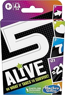 Hasbro Gaming 5 Alive, Fast-Paced Game Kids And Families, Family Quick Card Games 2 To 6 Players, Multicolor