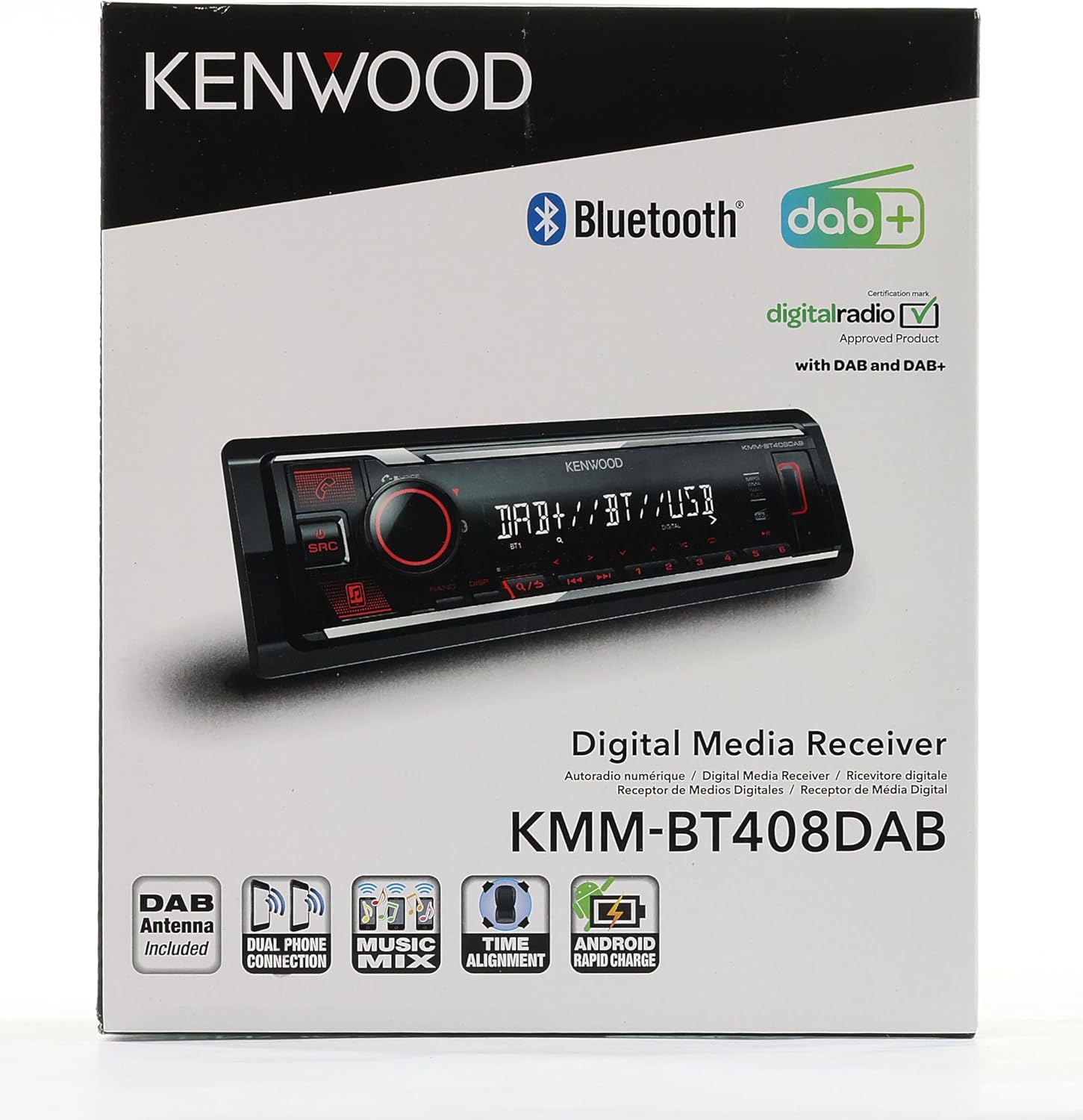 Kenwood KMM-BT408DAB USB Car Radio with DAB+ and Bluetooth Hands-Free Kit (Sound Processor, USB, AUX, 1 x Pre-Out 2.5 V, 4 x 50 Watt, Button Lighting, Red, Includes DAB+ Antenna)-4