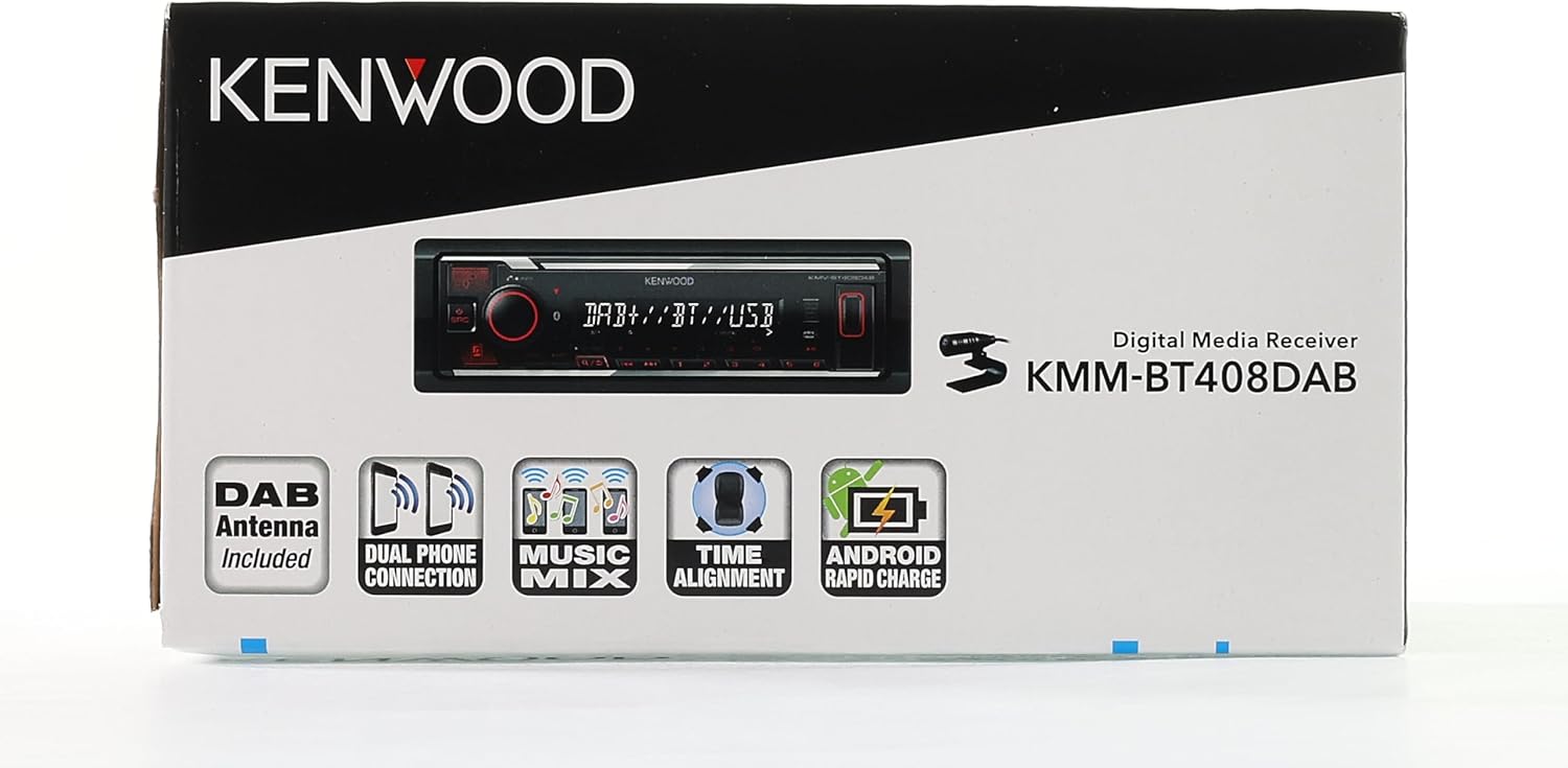 Kenwood KMM-BT408DAB USB Car Radio with DAB+ and Bluetooth Hands-Free Kit (Sound Processor, USB, AUX, 1 x Pre-Out 2.5 V, 4 x 50 Watt, Button Lighting, Red, Includes DAB+ Antenna)-9