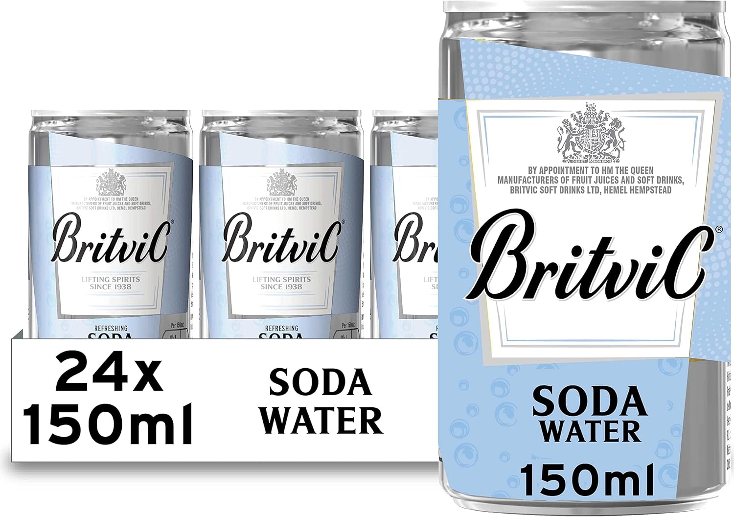 Britvic Soda Water, 24 x 150ml Can-0