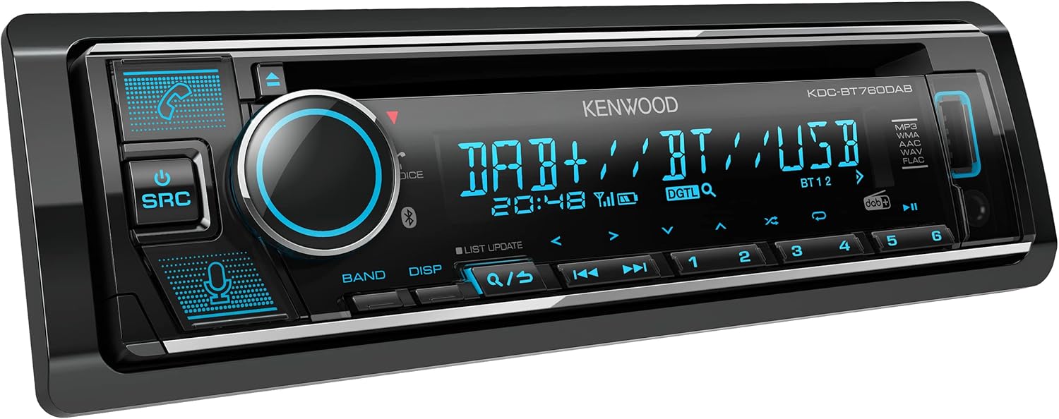 Kenwood KDC-BT760DAB CD Car Radio with DAB+ and Bluetooth Hands-Free Kit (USB, AUX-In, 2 x Pre-Out 2.5 V, Amazon Alexa, Sound Processor, 4 x 50 W, VAR Lighting, Antenna)-0