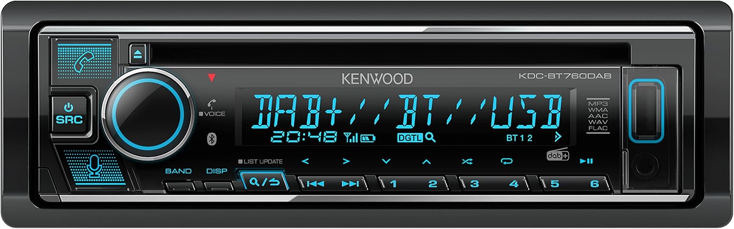 Kenwood KDC-BT760DAB CD Car Radio with DAB+ and Bluetooth Hands-Free Kit (USB, AUX-In, 2 x Pre-Out 2.5 V, Amazon Alexa, Sound Processor, 4 x 50 W, VAR Lighting, Antenna)-1