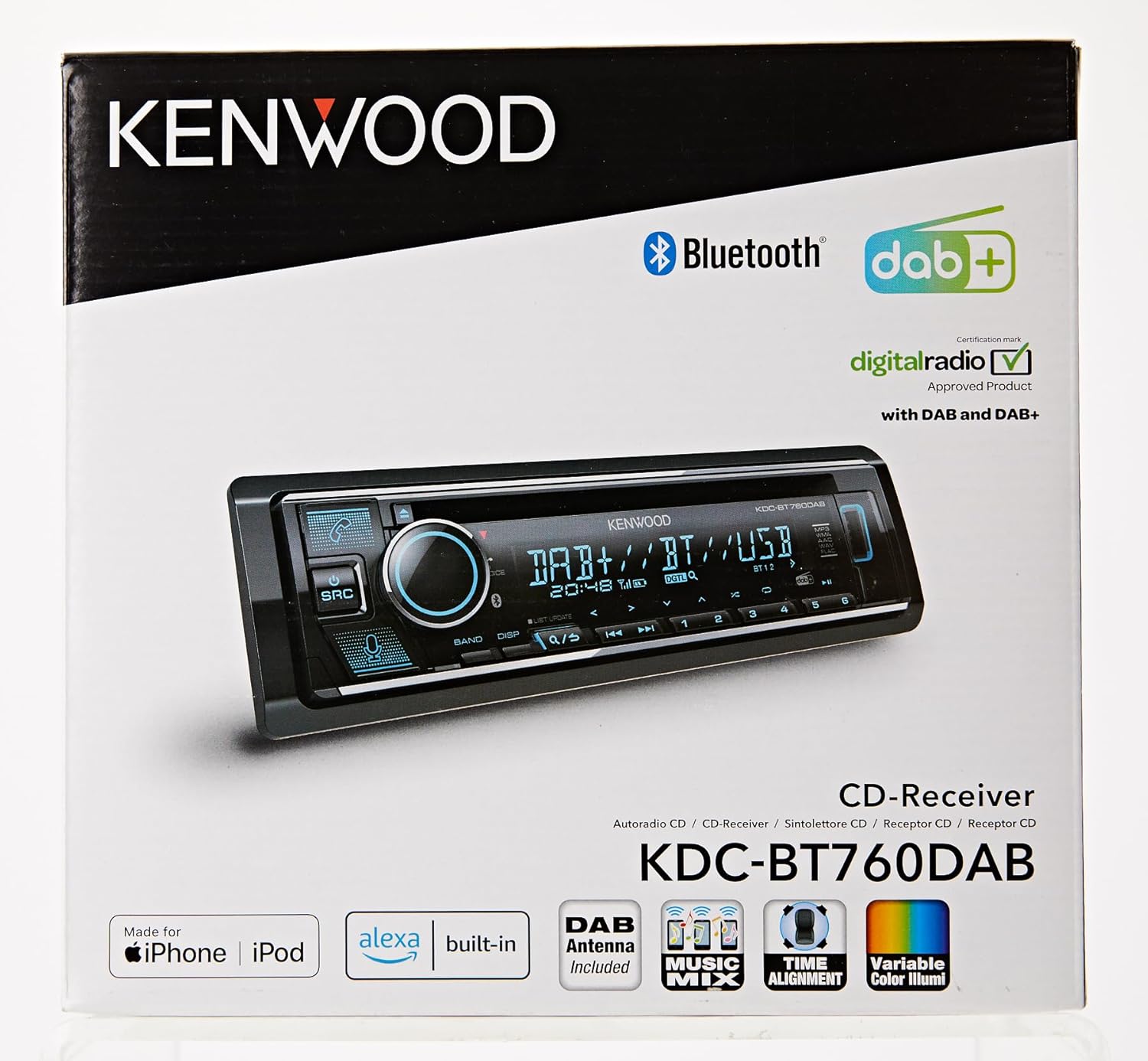 Kenwood KDC-BT760DAB CD Car Radio with DAB+ and Bluetooth Hands-Free Kit (USB, AUX-In, 2 x Pre-Out 2.5 V, Amazon Alexa, Sound Processor, 4 x 50 W, VAR Lighting, Antenna)-4