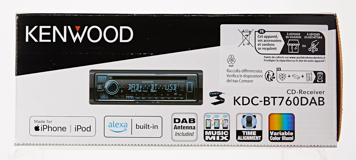 Kenwood KDC-BT760DAB CD Car Radio with DAB+ and Bluetooth Hands-Free Kit (USB, AUX-In, 2 x Pre-Out 2.5 V, Amazon Alexa, Sound Processor, 4 x 50 W, VAR Lighting, Antenna)-8